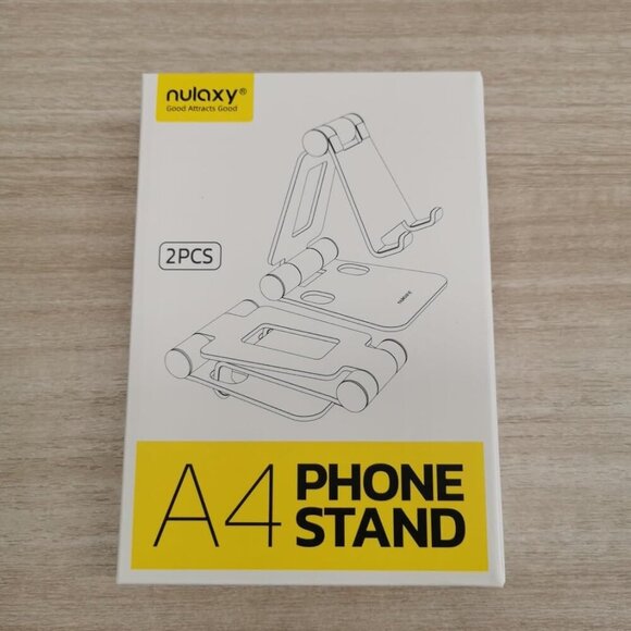 2 Pack Dual Folding Cell Phone Stand, Fully Adjustable Foldable Desktop Phone Ho - Picture 7 of 12